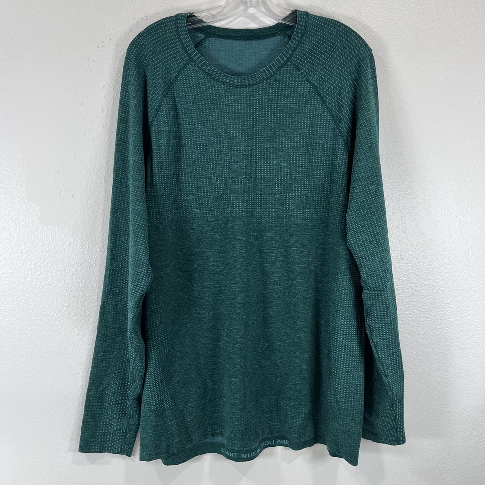 LULULEMON Metal Vent Tech Shirt Mens XL Teal Blue Long Sleeve Performance